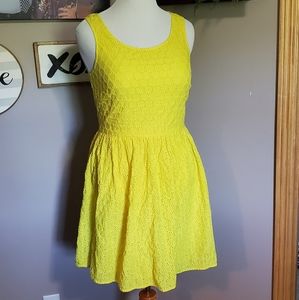 Yellow eyelet zip dress